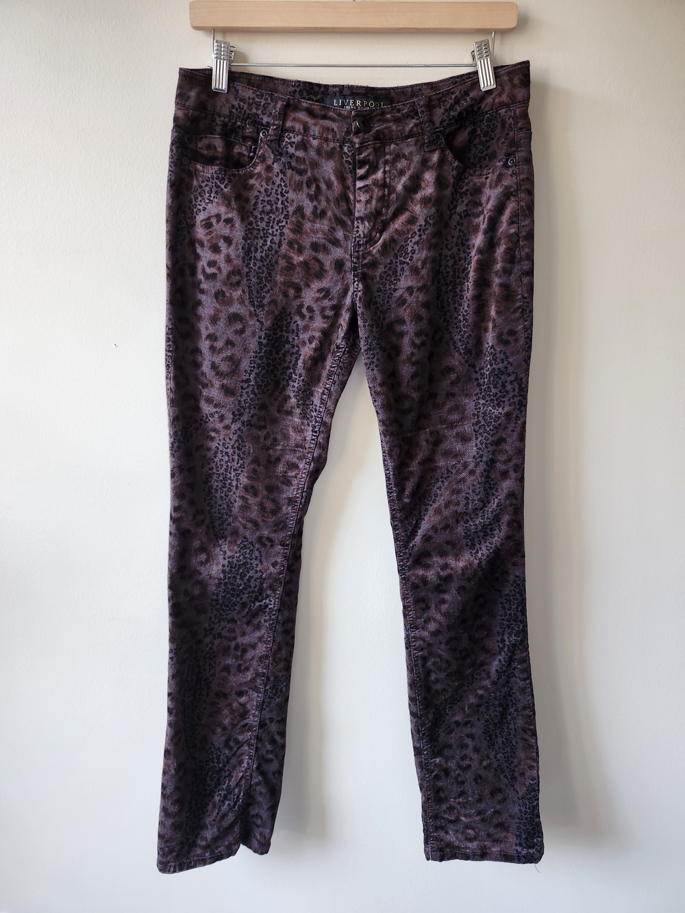 Plum Slim Straight Animal Print Velvet Pants - Picture 2 of 10